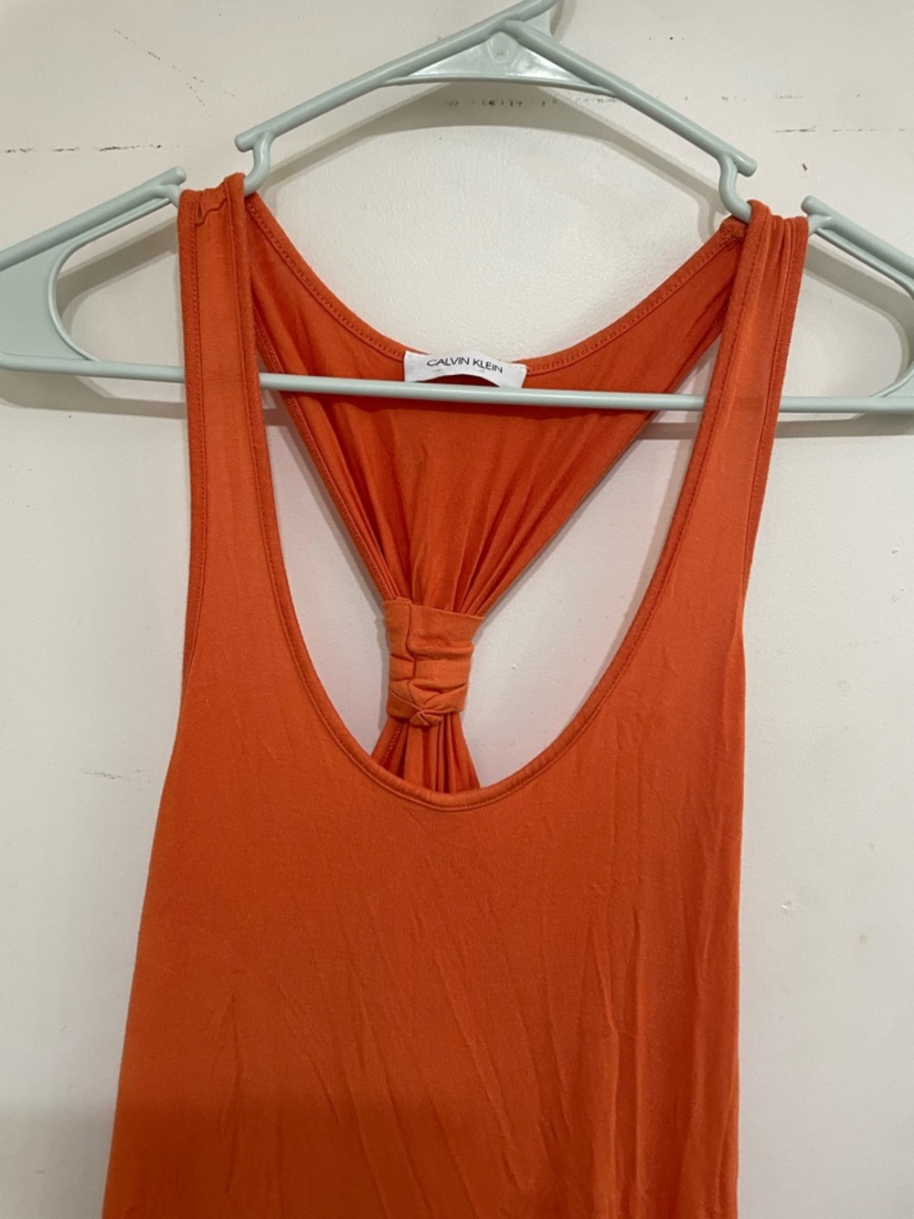 Y2K Calvin Klein maxi dress racer back knot orange